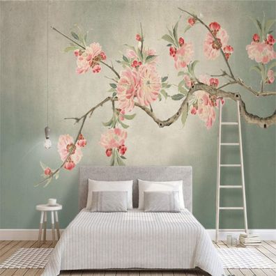 Vlies Fototapete Wandtapete Wandbilder Handbemalte Pflaumenblüten 4489