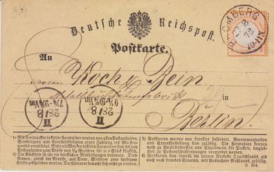 Germany REICH [1872] MiNr 0014 ( O/used ) [01] Postkarte! Sehr schön!