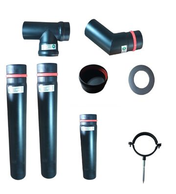 HST Pelletrohrset 8teilig 80mm Ofenrohr Rauchrohr Pellet Ofen Kamin Anschlußset