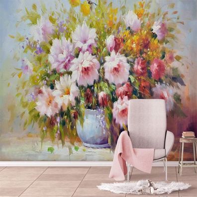 Vlies Fototapete Wandtapete Wandbilder Handgemaltes Stil mit Floralem Vasen 4500