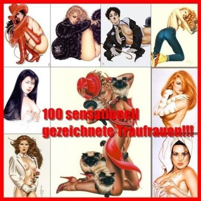 Ca.100 Künstlerische Illustrationen im Pin-up-Stil - Digitaler Download (ZIP)