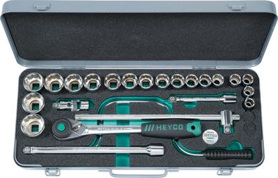 HEYCO 75-0010-M Steckschlüssel-Garnitur, 24-tlg., 1/2"