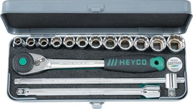 HEYCO 70-1010-AF Steckschlüssel-Garnitur, 15-tlg., 1/2"