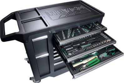 01127000300 Werkzeugsortiment im Werkstattwagen „BASIC“, 190 Werkzeuge in 3 Modulen