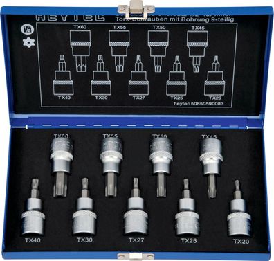 HEYTEC 50850-59 Schraubendrehereinsatz-Sortiment, 9-tlg
