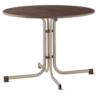 Tisch 236/C-M 100 cm champagner Gestell aus Stahl in champagner, Tischplatte aus Mec