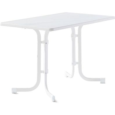 Tisch 133/W 115 x 70 cm weiß Gestell aus Stahl in weiß, Tischplatte aus Mecalit®-Pro