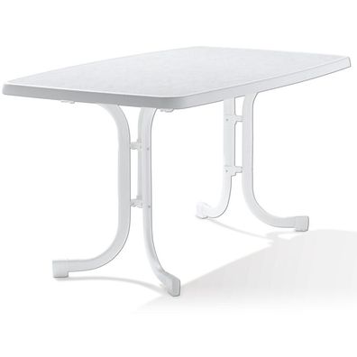 Tisch 153/W 150 x 90 cm weiß Gestell aus Stahl in weiß, Tischplatte aus Mecalit®-Pro