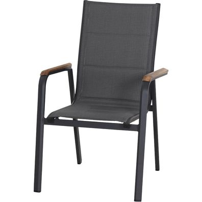 TESORO Stapelsessel matt anthrazit m. Teakarmlehnen Gestell aus Aluminium, Ranotex®