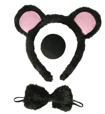 Maus-Set Haarreif Fliege und Nase