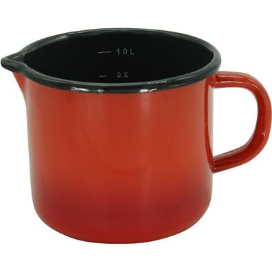 Krüger Milchtopf "Rom" 12 cm Emaille rot, geflammt