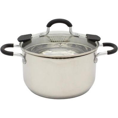 Krüger Fleischtopf Kansas Ø 24 cm Edelstahl rostfrei, mit Ausgießer, Glasdeckel