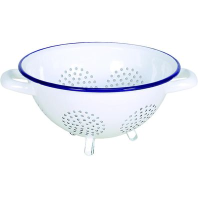Krüger Standseiher "Husum" 24 cm Emaille, weiß mit blauem Rand