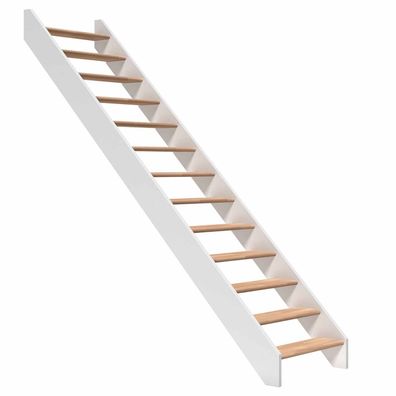 Dolle Raumspartreppe Paris ohne Setzstufen Buche weis Treppenlauf gerade ohne Gelaen
