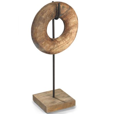 Skulptur Kreis Unendlichkeit Donut klein 40x20x13cm Holzdeko Modern Wohnzimmer