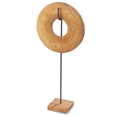 Skulptur Kreis Unendlichkeit Donut groß 65x29x12cm Holzdeko Modern Wohnzimmer