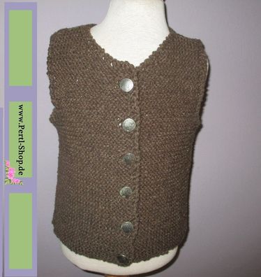 Kinder, Trachten, Strick, Weste, braun, Taler, Knöpfe, Gr. 92