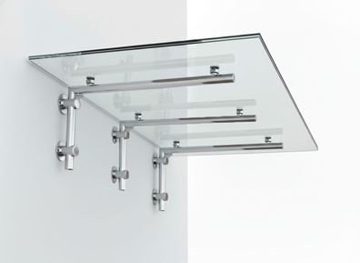 Glaszentrum Hagen 230x90 cm Glasvordach Klar V2A-L