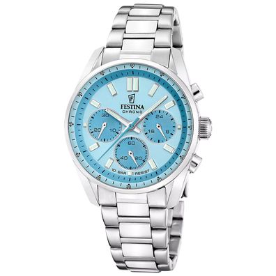 Festina Armbanduhr Unisex Boyfriend Chronograph Stahl/Azurblau F20753/2