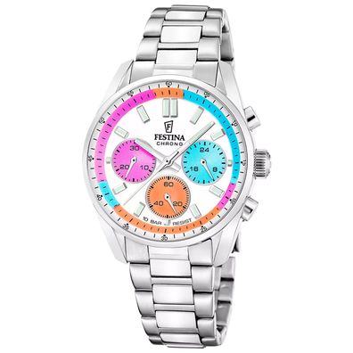 Festina Unisex-Uhr Boyfriend Chronograph Stahl/Multicolor F20753/7