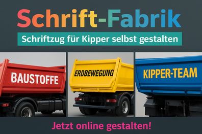 Schriftzug für Kipper Klebebuchstaben Wunschtext Aufkleber selbst gestalten