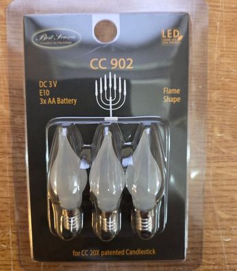 CC902 Spezial LED Leuchtmittel E10 3er trübes Glas DC 3V für Batterieleuchter