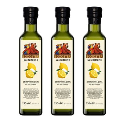 Apsu Boooster Salzzitrone Würz-Öl 3x 250ml aus marokkanischem Nativem Olivenöl Extra