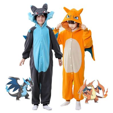 Anime Drache Onesie Kinder Tier Cosplay Pyjamas Plusch Halloween Festival Knopfe