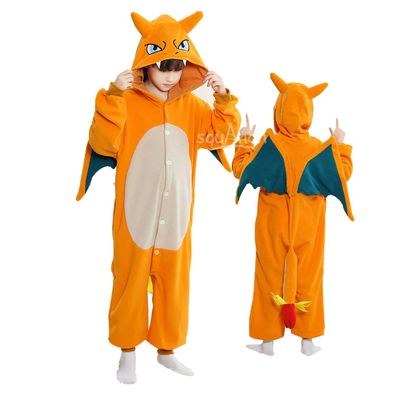 Anime Drache Charizard Onesie Kinder Tier Cosplay Pyjamas Plusch Halloween Party