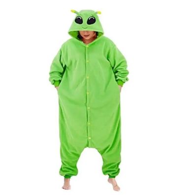 Gruner Alien Onesie Erwachsene Tier Cosplay Pyjamas Plusch Winter Halloween