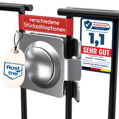 Qualinos Eckverbinder Edelstahl Doppelstabmattenzaun Verbinder Made in Germany