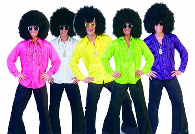 Rüschenhemd Herren Gr. S - XXXL Rüschen Hemd 70-er Hippie Fasching Rüsch