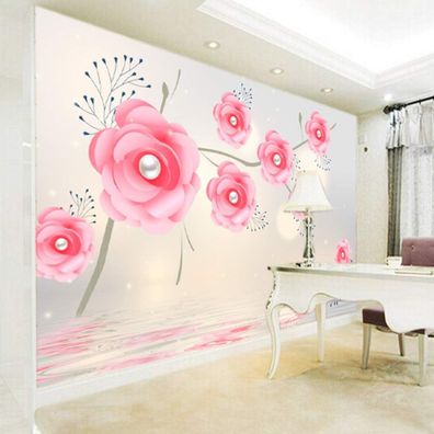 Vlies Fototapete Wandtapete Wandbilder Rosen und Perlenreflexionen Wasser 4505