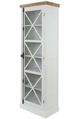 Vitrine Florence mit Glastür MDF Holz&Weiß