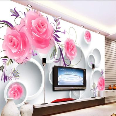 Vlies Fototapete Wandtapete Wandbilder 3D Effekt Rosenranken Kreis 4517