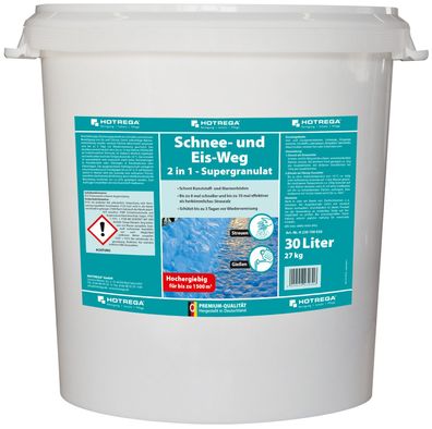 HOTREGA® Schnee - und Eis-Weg 2 in 1 30 L Supergranulat Taumittel Streugut