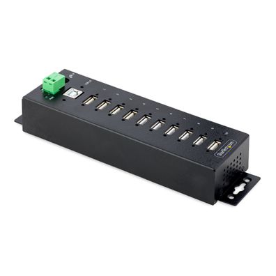 StarTech 10-Port Industrial USB 2.0 Hub, Rugged USB Hub w/15kV Air/8kV Contact ESD Le