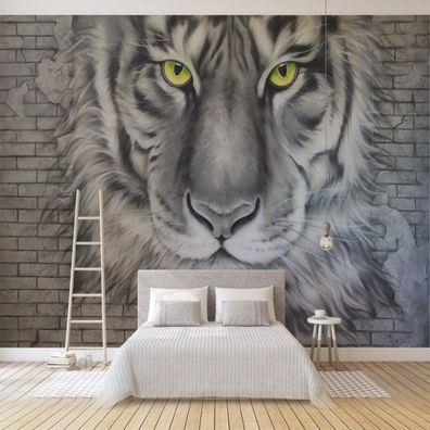 Vlies Fototapete Wandtapete Wandbilder 3D Tiger aus Ziegelsteinen 4519