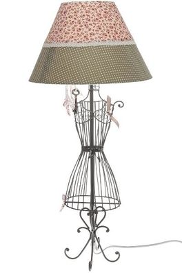 Büsten Tischlampe Linda Metall Weiß&Grau