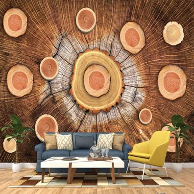 Vlies Fototapete Wandtapete Wandbilder 3D Effekt Retro Stil mit Holzmaserun 4523