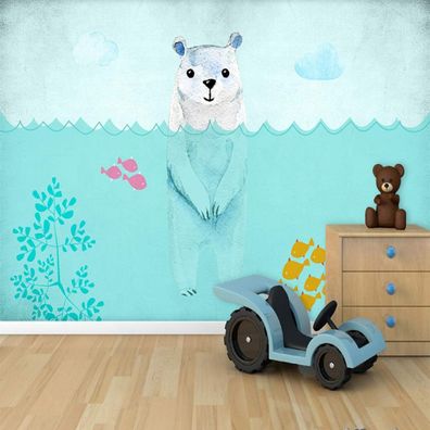 Vlies Fototapete Wandtapete Wandbilder Unterwasser Eisbären Kinderzimmer 4526