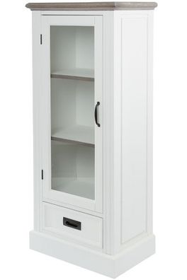 Glasvitrine Rita mit Schublade MDF Weiß&Holz