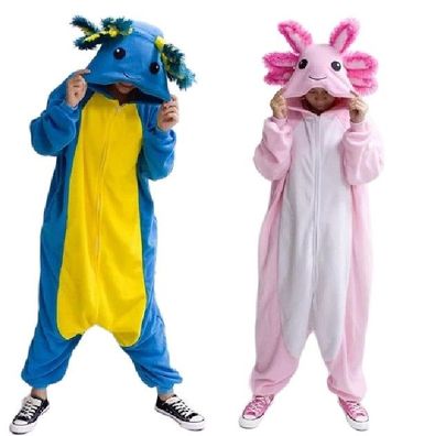 Salamander Onesie Damen Herren Tier Cosplay Pyjamas Plusch Halloween Reibverschluss