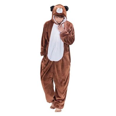 Brauner Hund Kigurumi Onesie Erwachsene Damen Herren Tier Cosplay Pyjamas Plusch