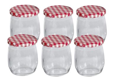 EmSy Schraubdeckelglas mit 82mm TO-Deckel kariert 420 ml 6er Pack