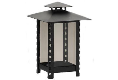 Grablaterne Metall lackiert mit Parolglas bronzefarben 14x14x23cm schwarz