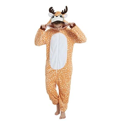 Sika Hirsch Kigurumi Onesie Damen Tier Cosplay Pyjamas Plusch Winter Festival