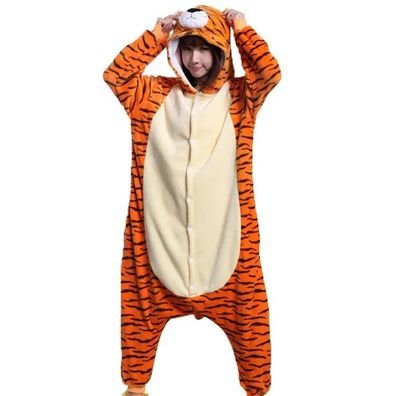 Tiger Kigurumi Onesie Erwachsene Unisex Tier Cosplay Pyjamas Plusch Winter Warm