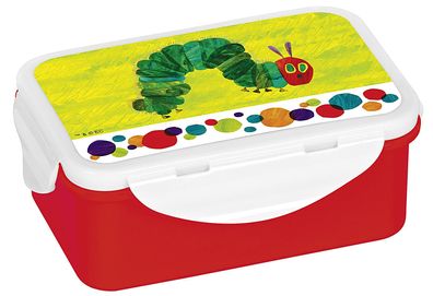 GEDA LABELS Brotdose Raupe Nimmersatt rot/grün