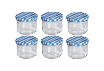 EmSy Schraubdeckelglas Sturz mit 82mm TO-Deckel kariert 250 ml 6er Pack